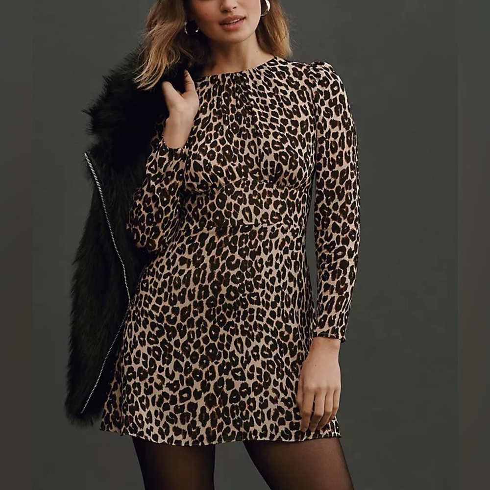 Reformation Laken Leopard Print Dress